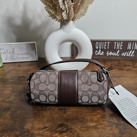 ONE DAY SALE...Coach Signature Jacguard Barrel Nolita Maple - Picture 3 of 10